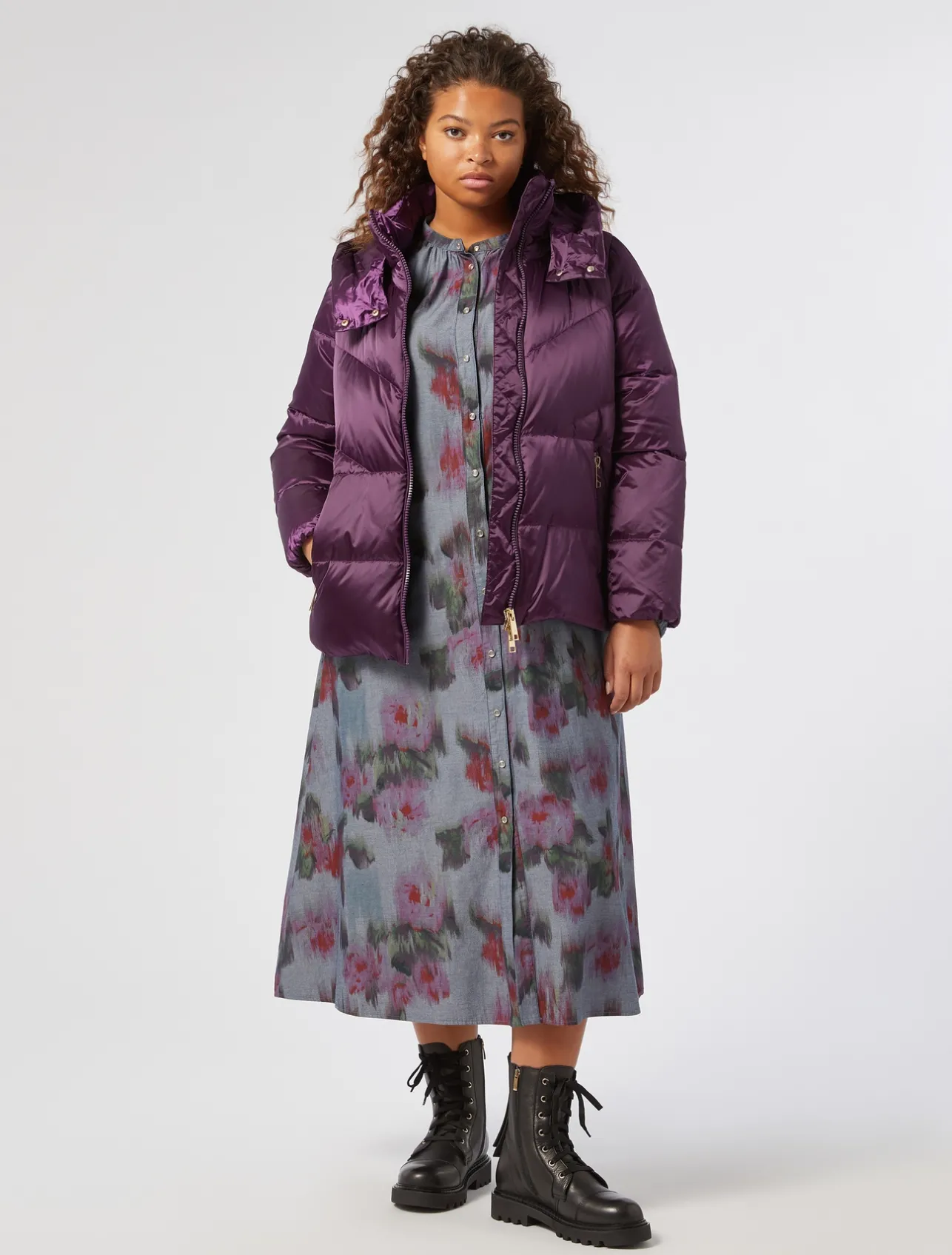 Hot Marina Rinaldi water-repellent down jacket PLUM