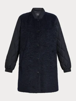 Online Marina Rinaldi Water-repellent jersey and canvas jacket ULTRAMARINE