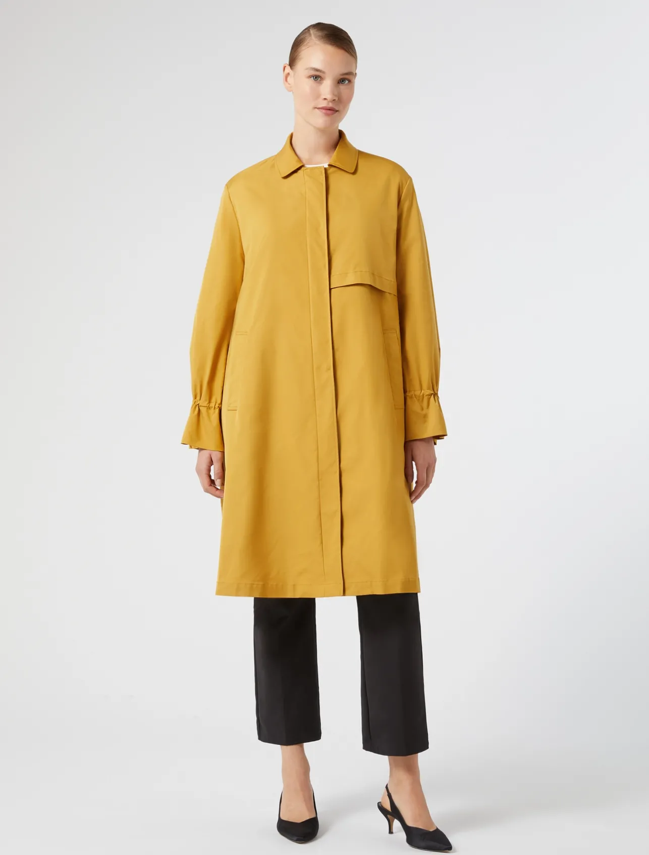 Sale Marina Rinaldi Water-repellent micro twill raincoat MUSTARD