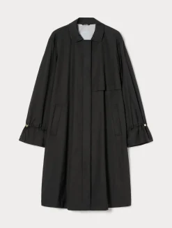 Outlet Marina Rinaldi Water-repellent micro twill raincoat BLACK