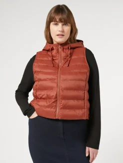 Outlet Marina Rinaldi Water-repellent nylon canvas gilet TERRACOTTA