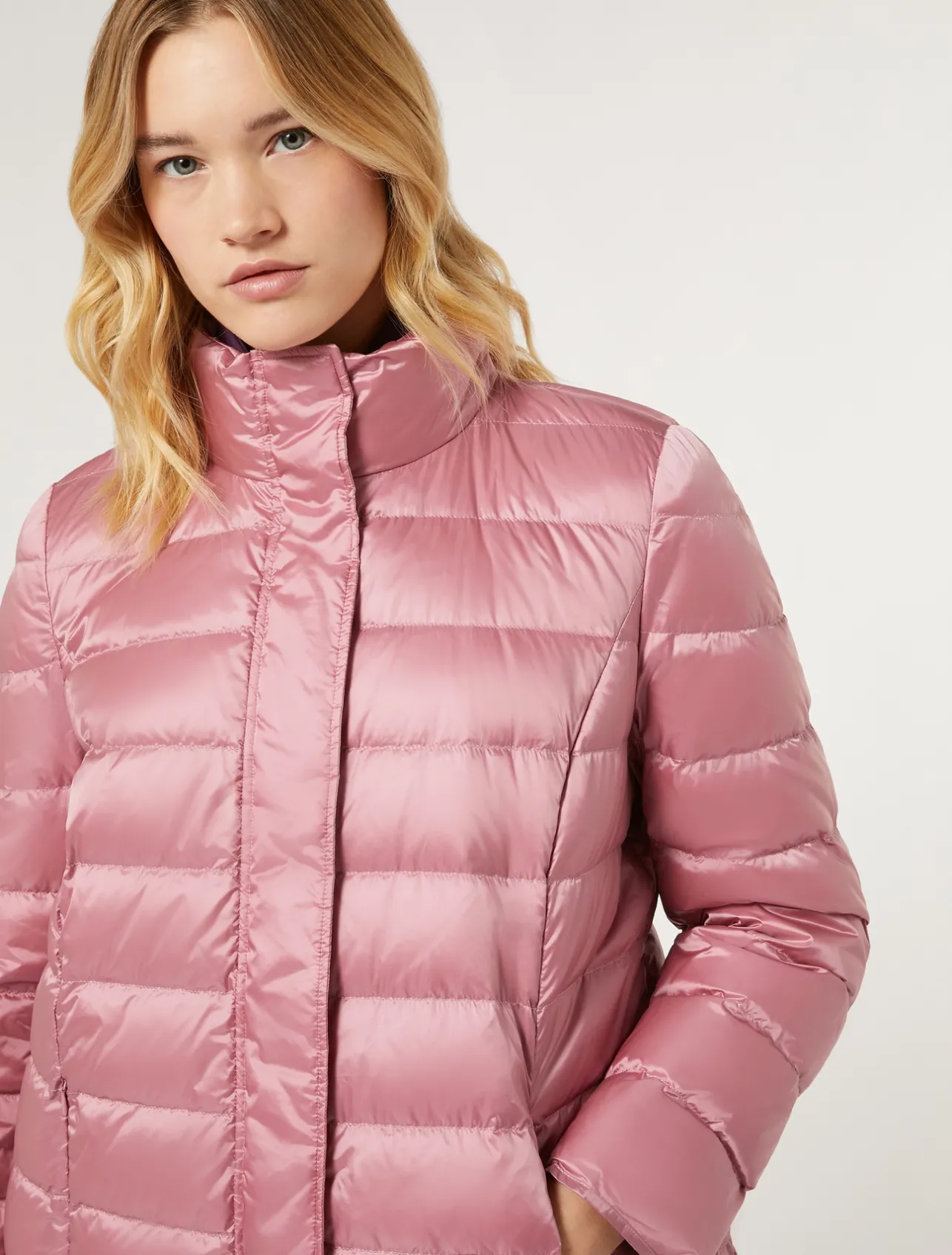 Fashion Marina Rinaldi Water-repellent nylon canvas down jacket ANTIQUEROSE