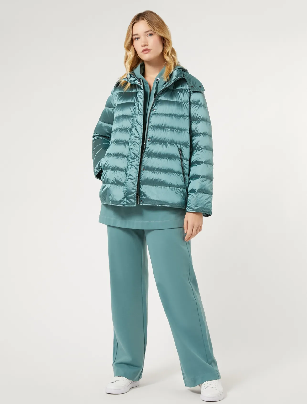 New Marina Rinaldi Water-repellent nylon canvas jacket SAGEGREEN