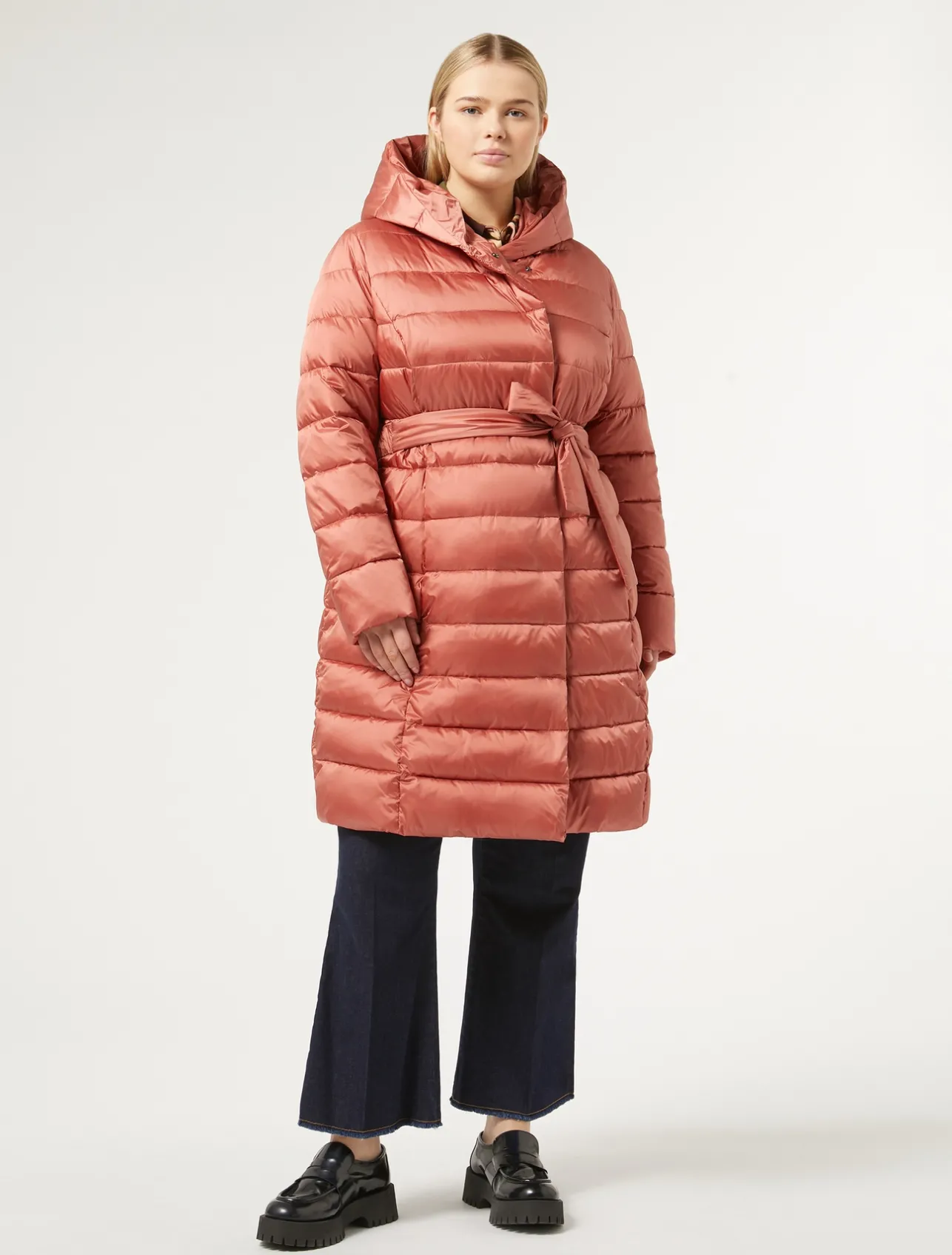 Clearance Marina Rinaldi Water-repellent nylon fabric puffer jacket TERRACOTTA