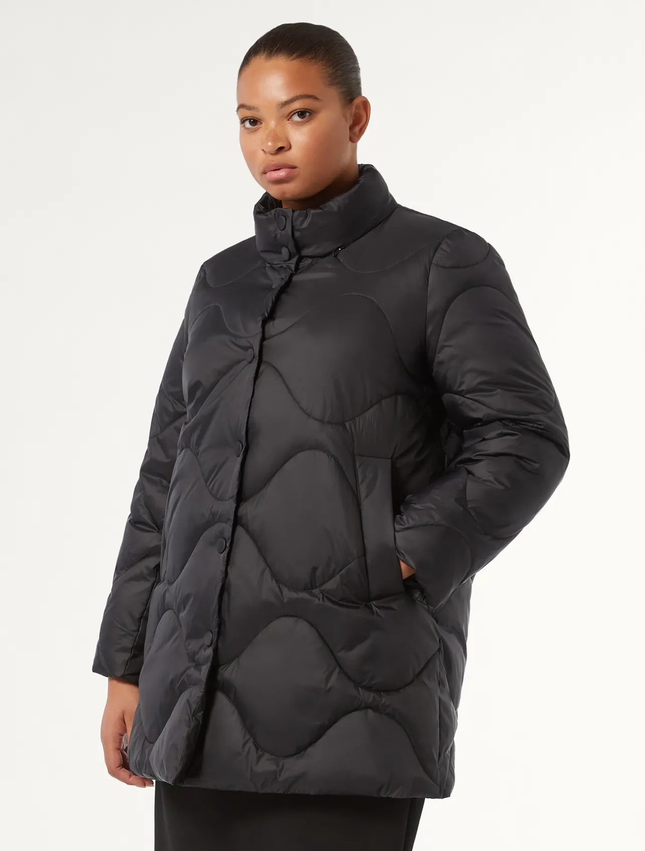 Online Marina Rinaldi Water-repellent nylon fabric down jacket BLACK