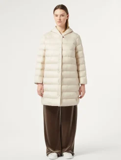 Best Marina Rinaldi Water-repellent nylon fabric and taffeta puffer jacket TURTLEDOVE
