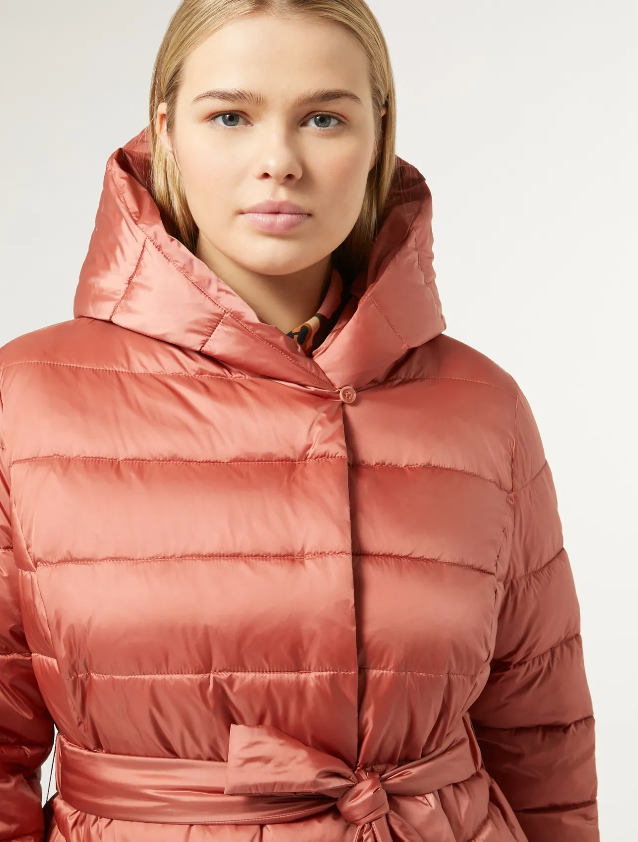 Clearance Marina Rinaldi Water-repellent nylon fabric puffer jacket TERRACOTTA