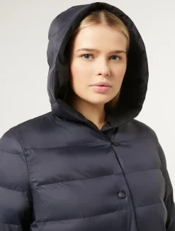 Discount Marina Rinaldi Water-repellent nylon fabric and taffeta puffer jacket ULTRAMARINE