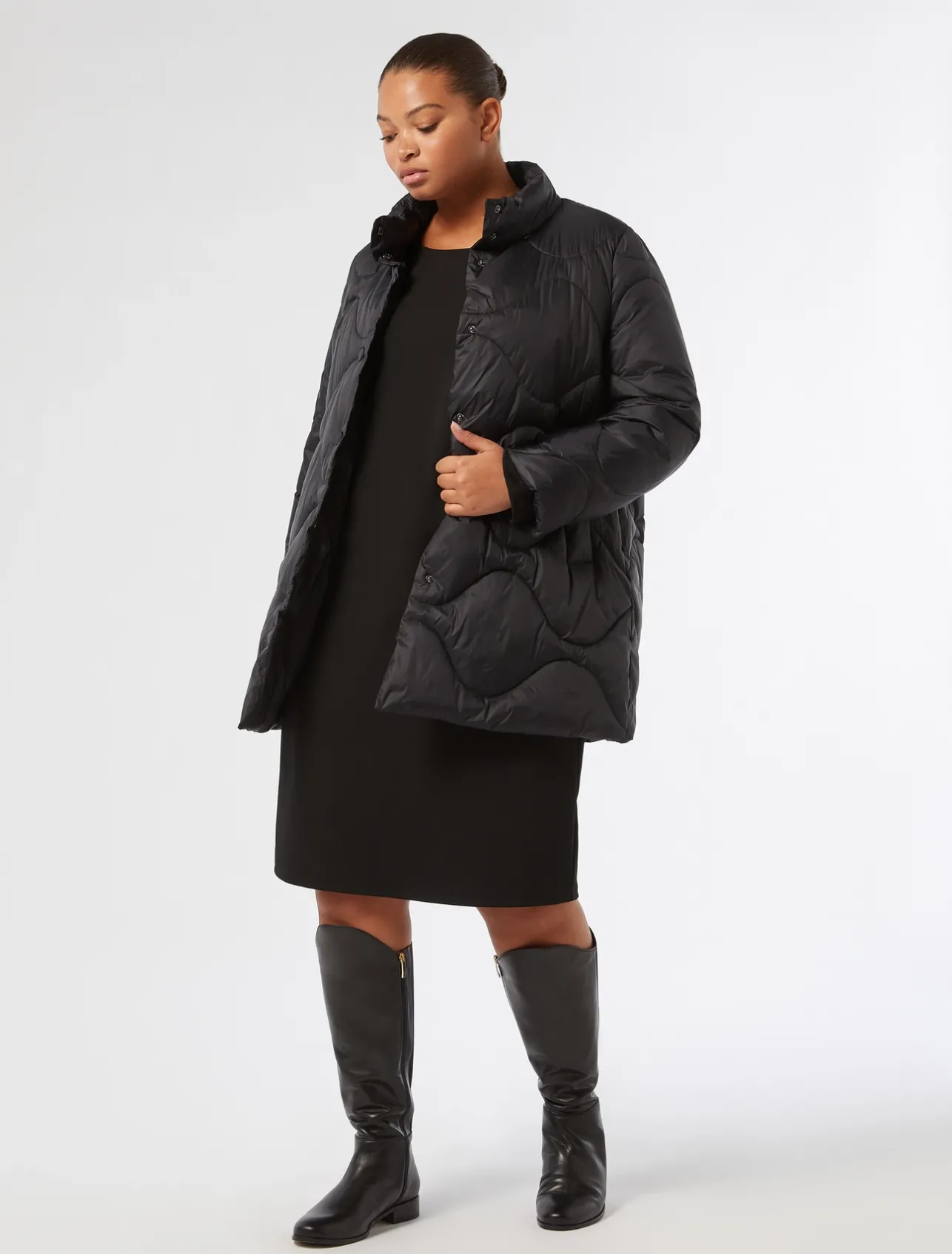 Online Marina Rinaldi Water-repellent nylon fabric down jacket BLACK