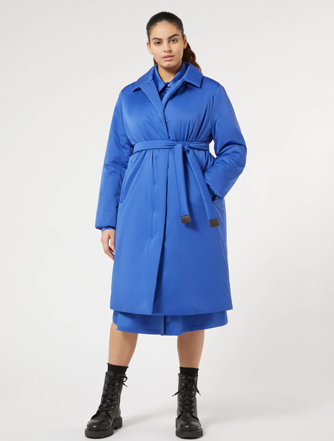 Clearance Marina Rinaldi Water-repellent satin padded coat CHINABLUE