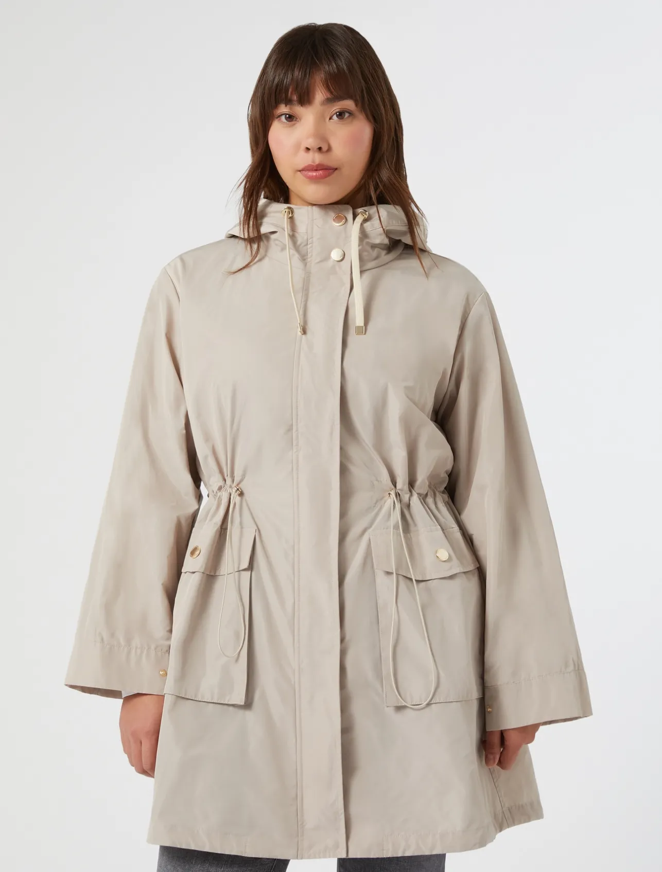 Online Marina Rinaldi Water-repellent taffeta parka SAND