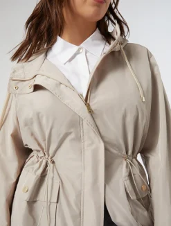 Online Marina Rinaldi Water-repellent taffeta parka SAND