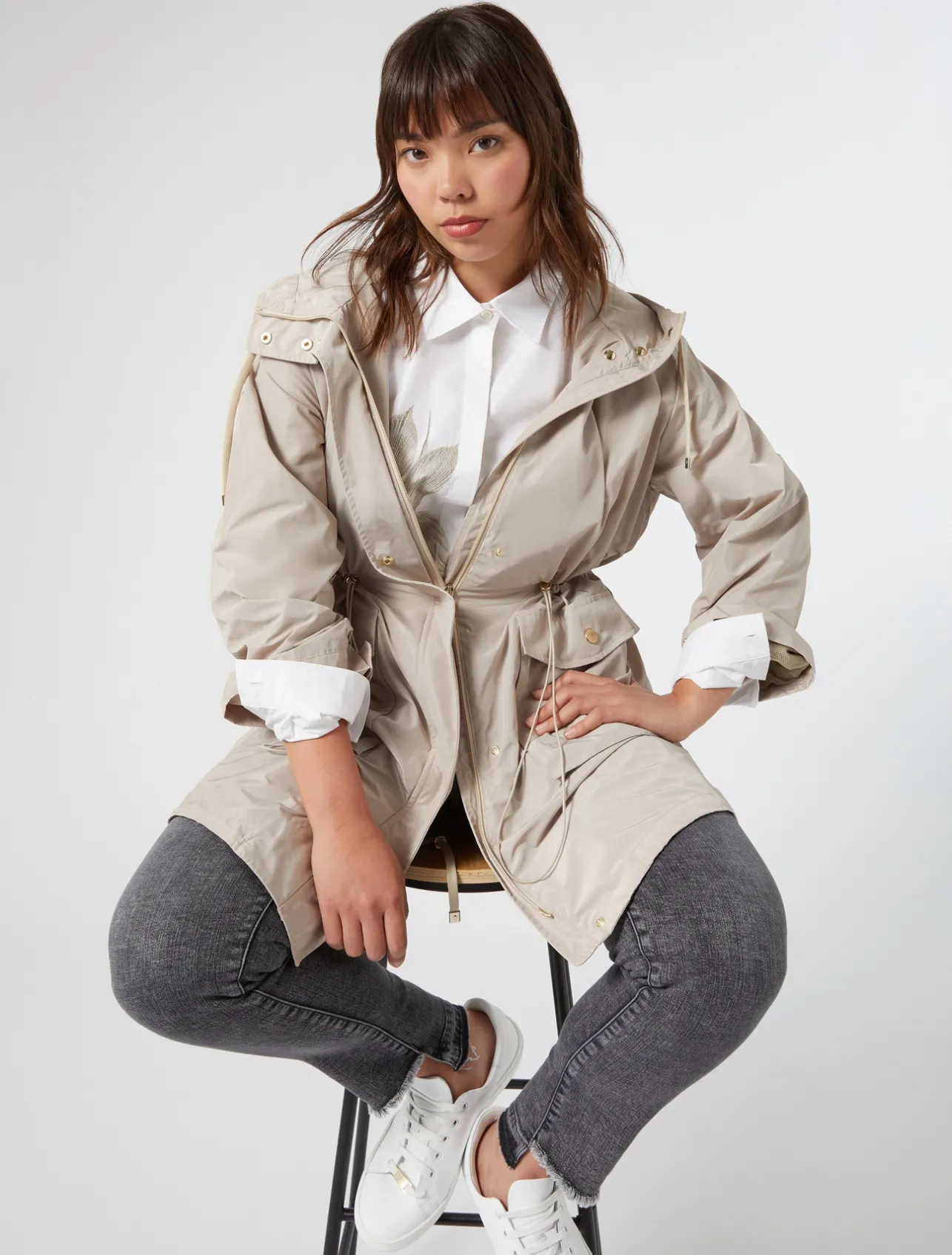 Online Marina Rinaldi Water-repellent taffeta parka SAND