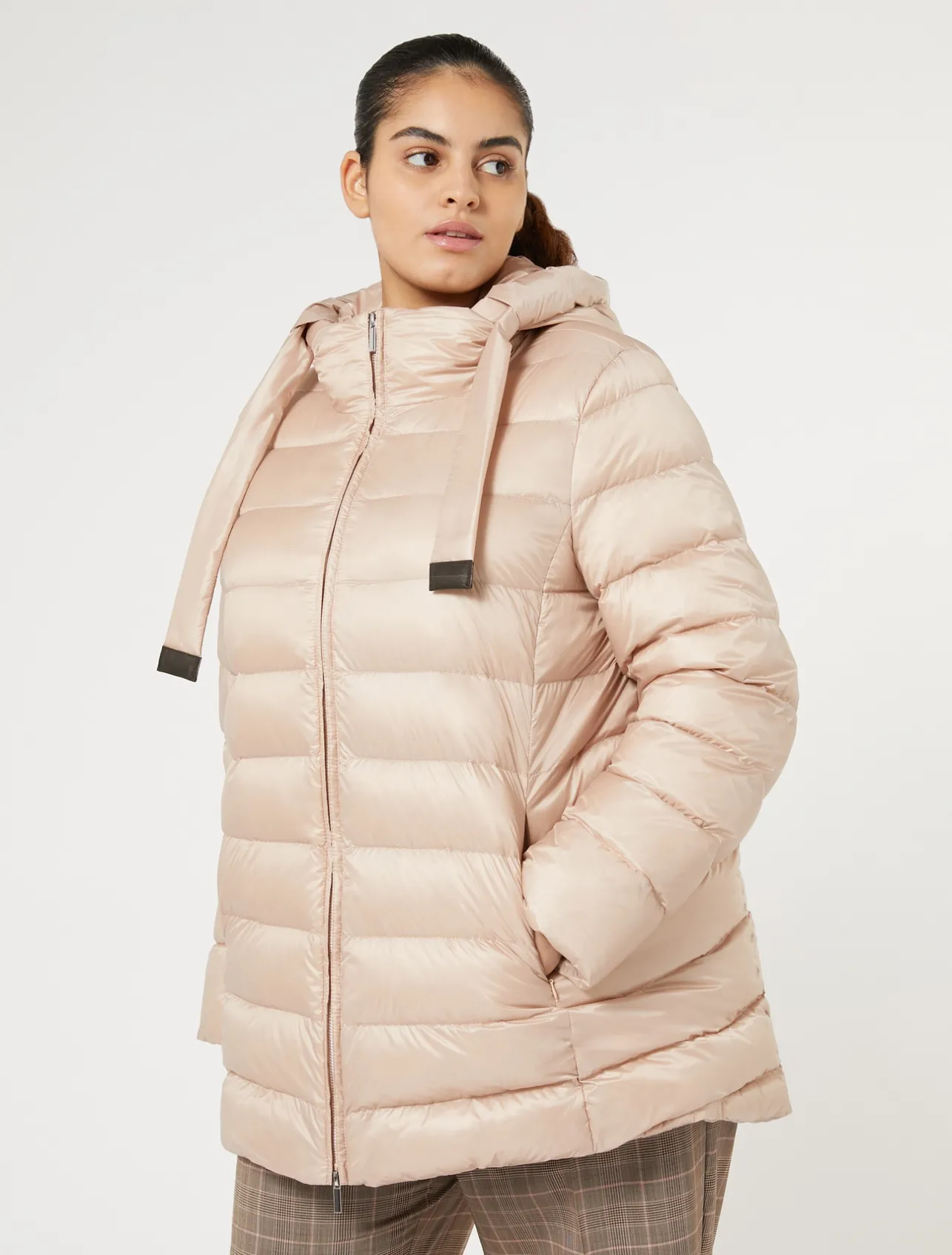 Clearance Marina Rinaldi Water-repellent technical canvas down jacket PINK