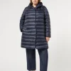 Outlet Marina Rinaldi Water-repellent technical canvas down jacket MIDNIGHTBLUE