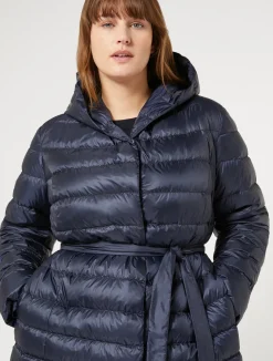 Outlet Marina Rinaldi Water-repellent technical canvas down jacket MIDNIGHTBLUE