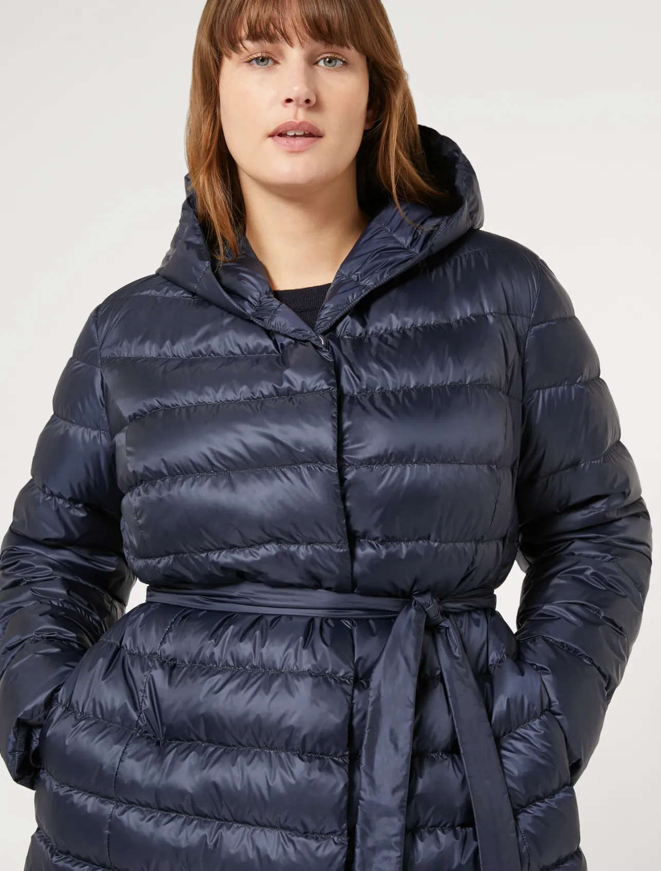 Outlet Marina Rinaldi Water-repellent technical canvas down jacket MIDNIGHTBLUE