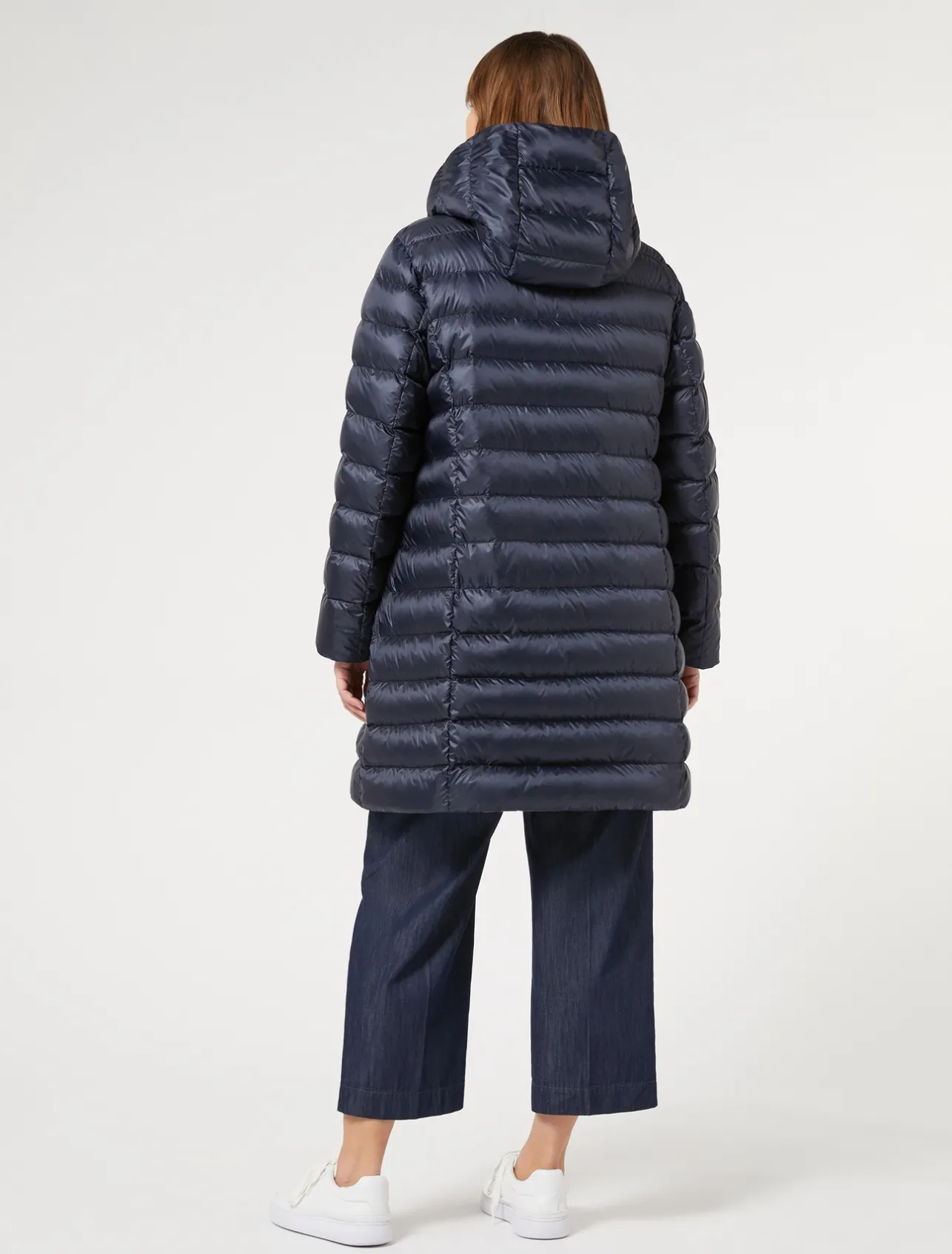 Outlet Marina Rinaldi Water-repellent technical canvas down jacket MIDNIGHTBLUE
