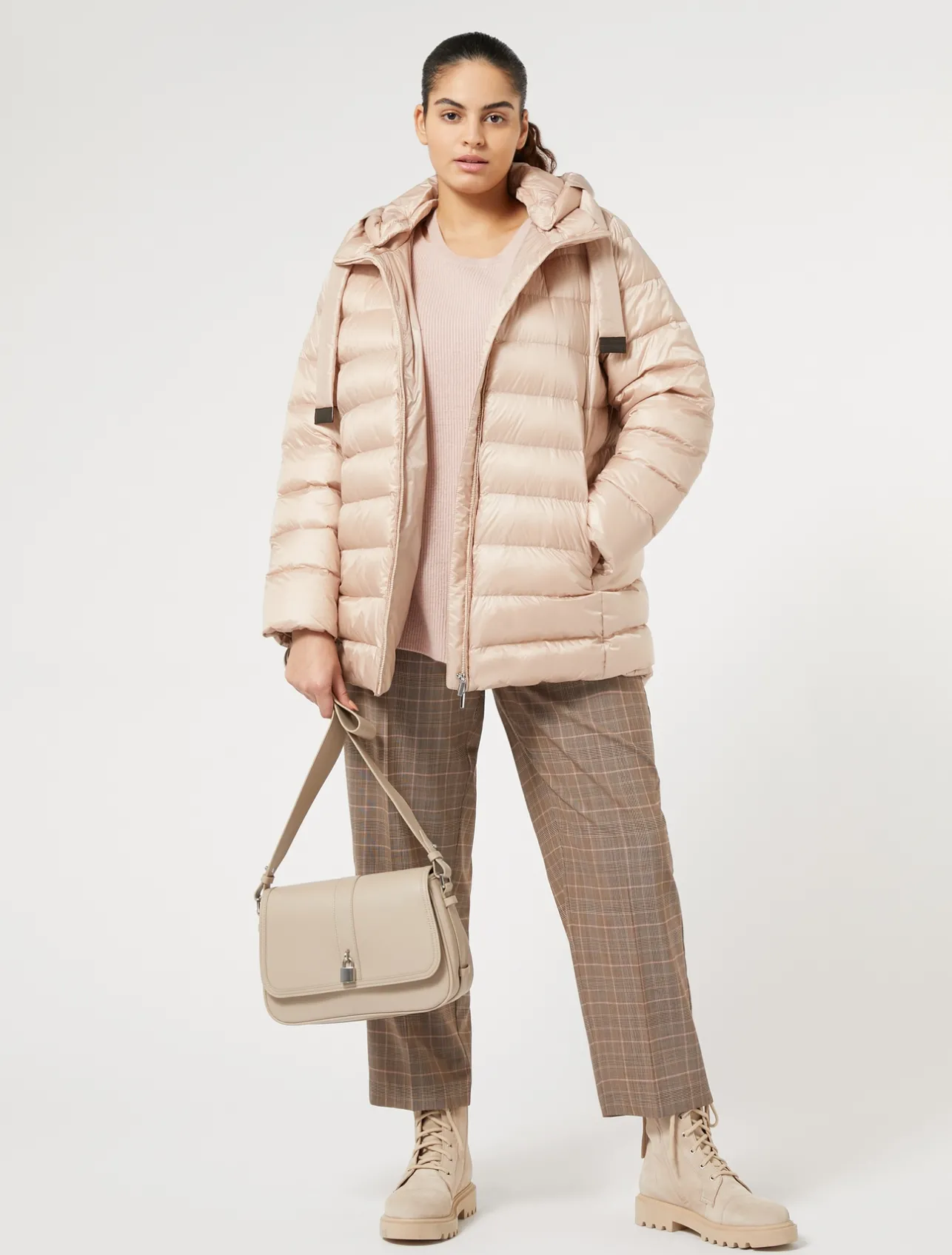 Clearance Marina Rinaldi Water-repellent technical canvas down jacket PINK