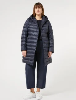 Outlet Marina Rinaldi Water-repellent technical canvas down jacket MIDNIGHTBLUE