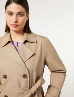 New Marina Rinaldi Water-repellent twill trench coat SAND