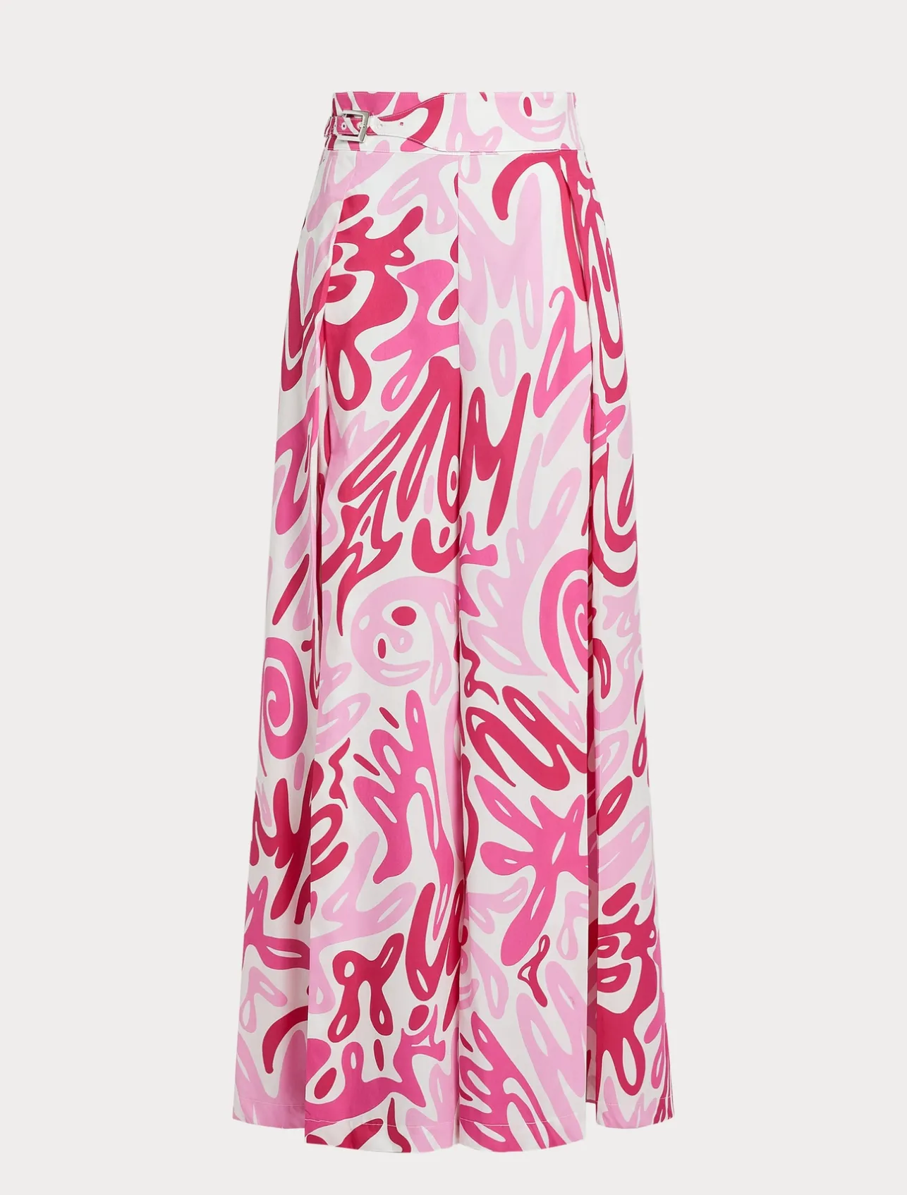 Outlet Marina Rinaldi Wide leg trousers in printed poplin WHITE