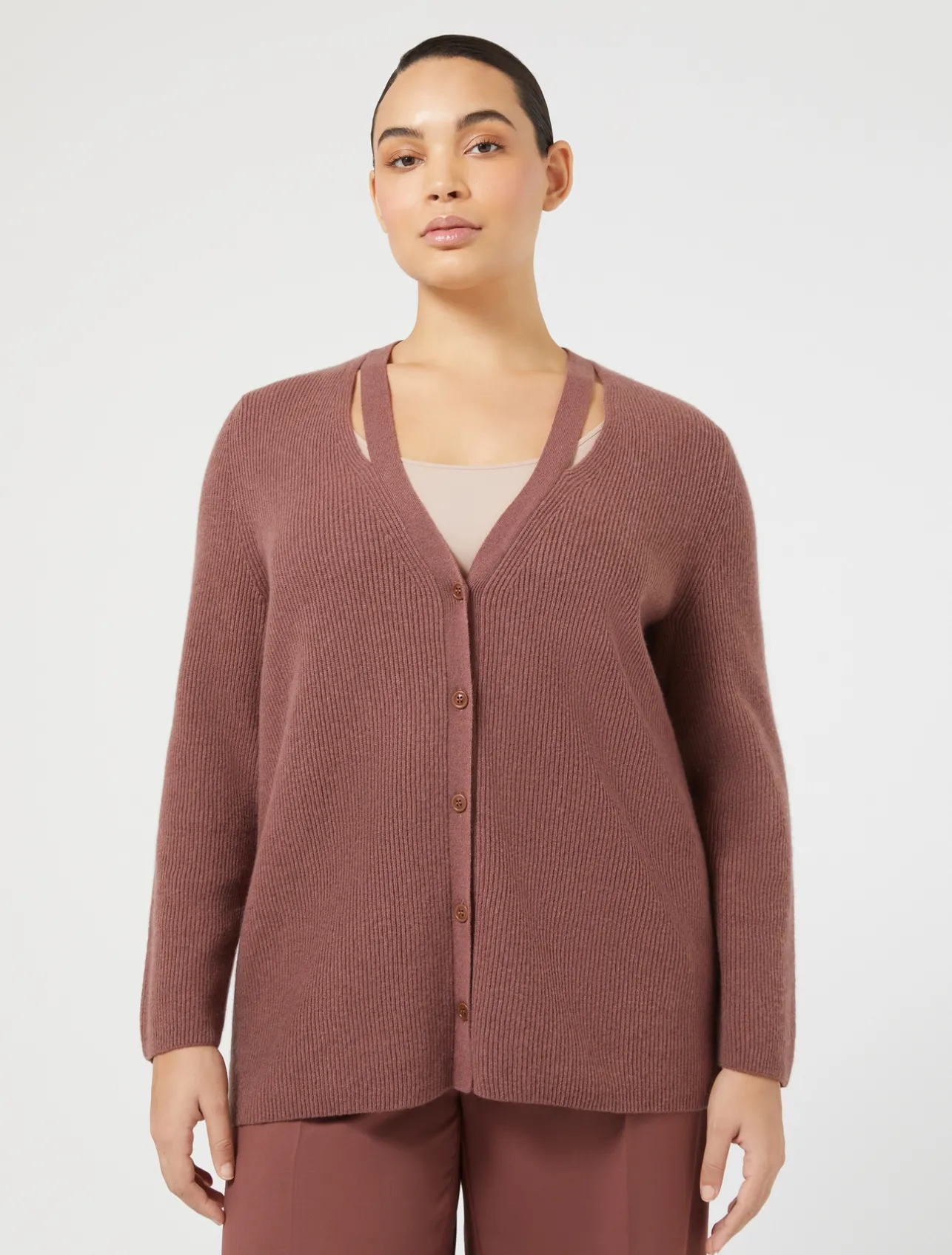 Hot Marina Rinaldi Wool and cashmere cardigan RUST
