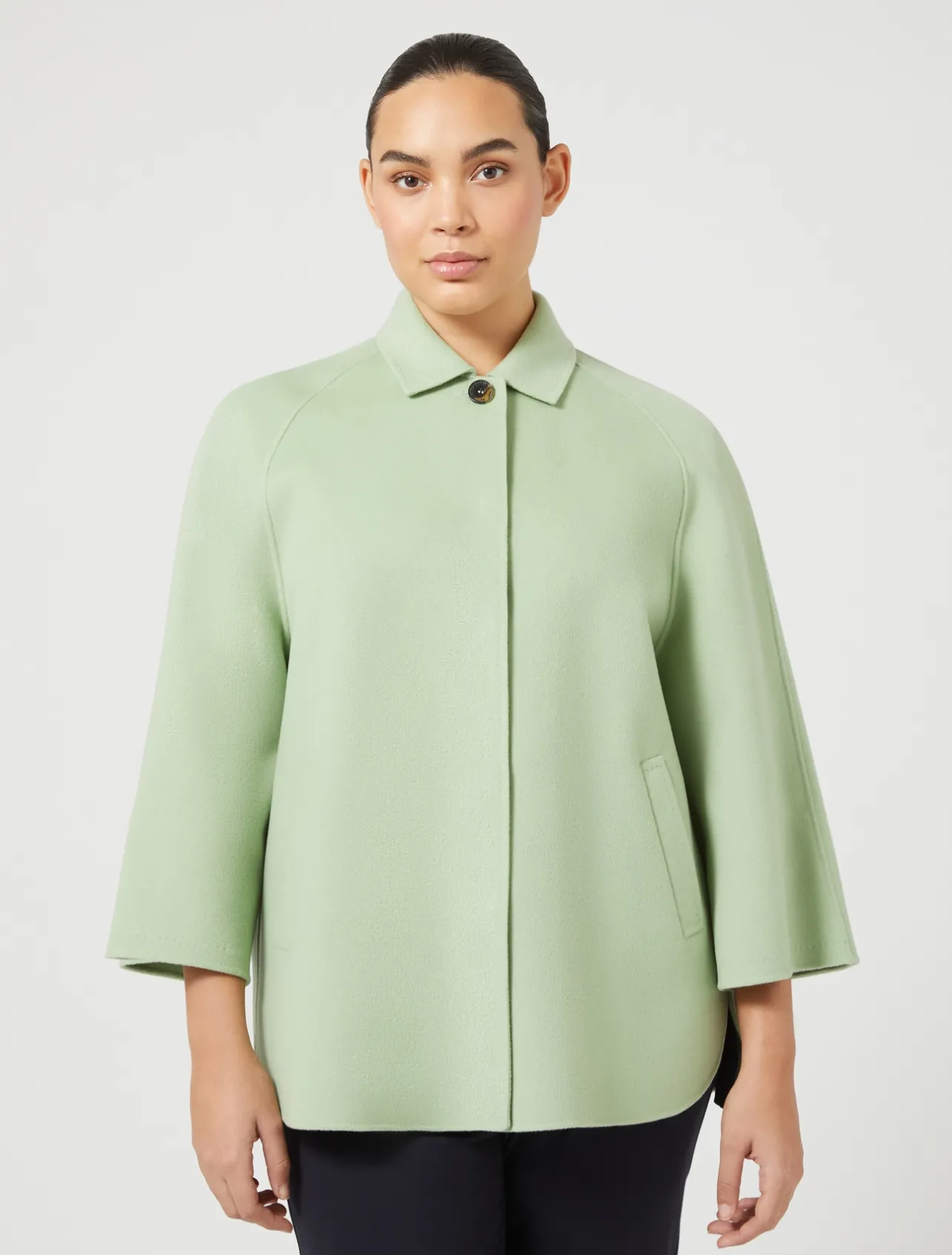 Hot Marina Rinaldi Wool and cashmere double-face fabric jacket SAGEGREEN