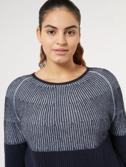 Fashion Marina Rinaldi Wool and cashmere-blend sweater MIDNIGHTBLUE