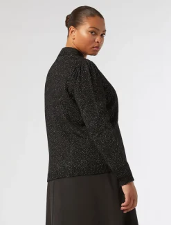 Online Marina Rinaldi Wool and lurex blend cardigan BLACK