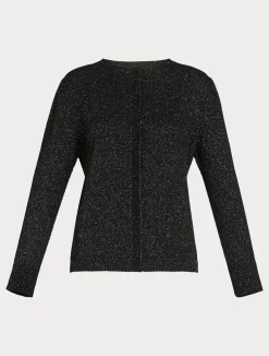 Online Marina Rinaldi Wool and lurex blend cardigan BLACK
