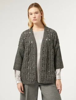 New Marina Rinaldi Wool and lurex cardigan DARKGREY