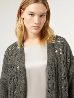 New Marina Rinaldi Wool and lurex cardigan DARKGREY
