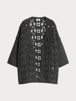 New Marina Rinaldi Wool and lurex cardigan DARKGREY