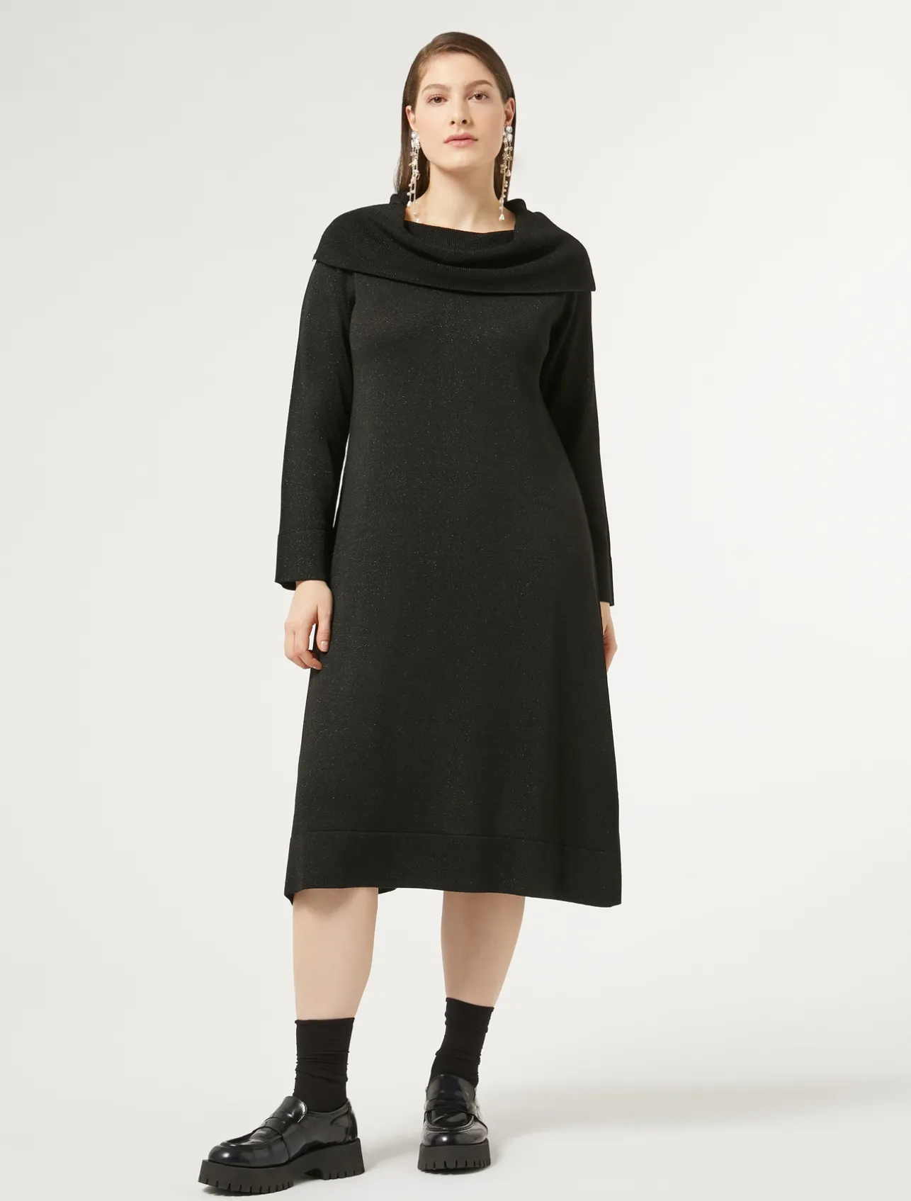 Fashion Marina Rinaldi Wool and lurex dress BLACK