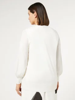 Online Marina Rinaldi Wool and silk blend cardigan WHITE