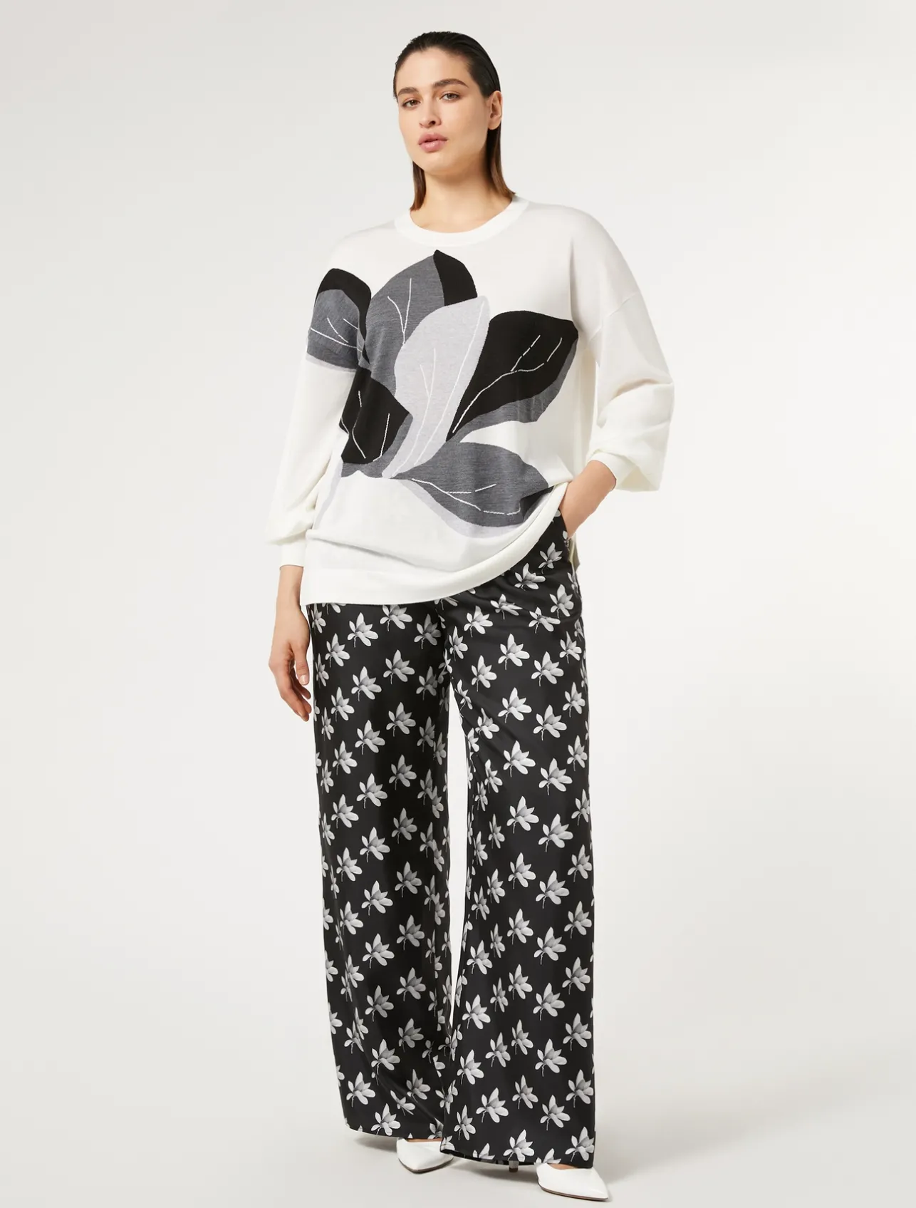 Clearance Marina Rinaldi Wool and silk blend knit WHITE