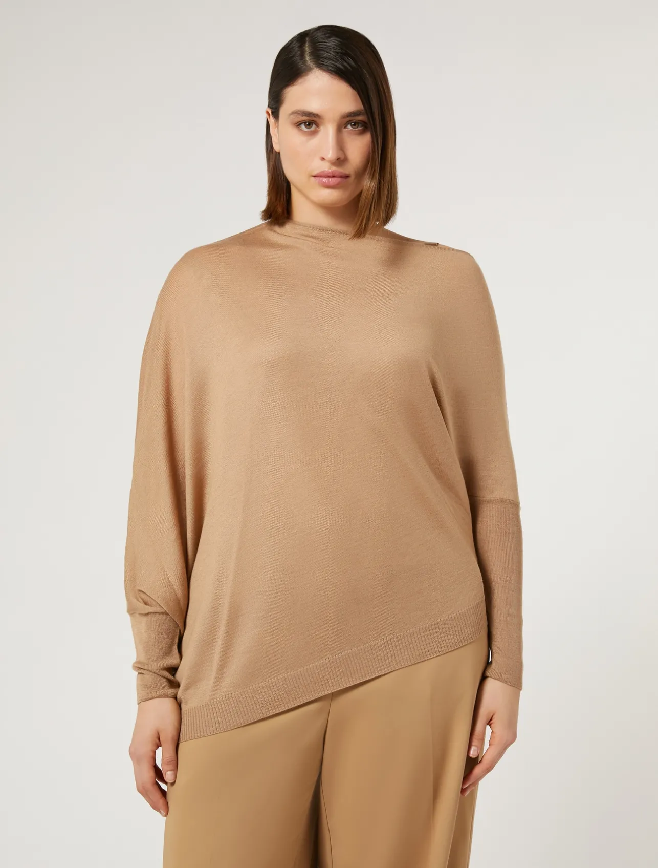 Outlet Marina Rinaldi Wool and silk blend sweater CAMEL