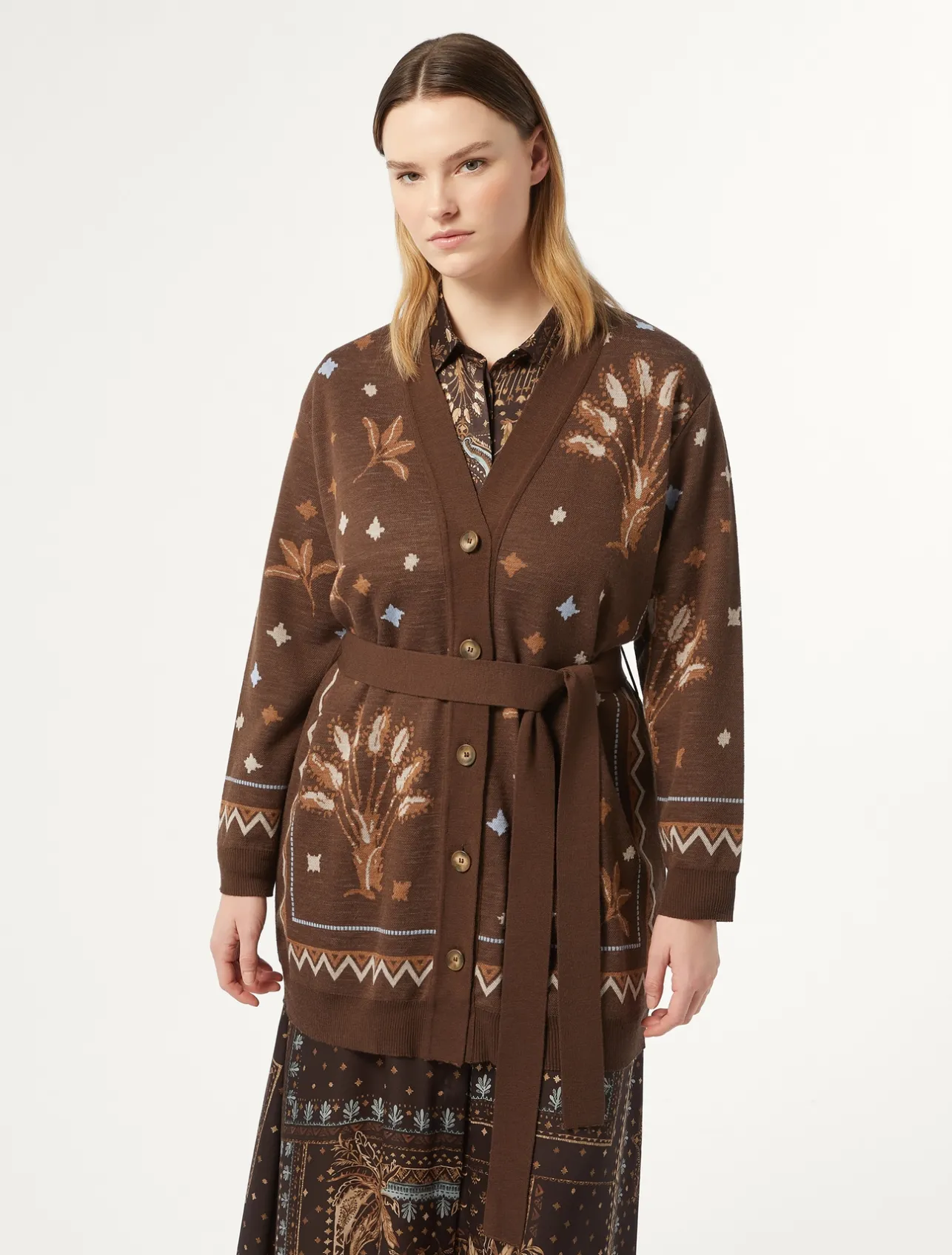 Sale Marina Rinaldi Wool blend cardigan BROWN
