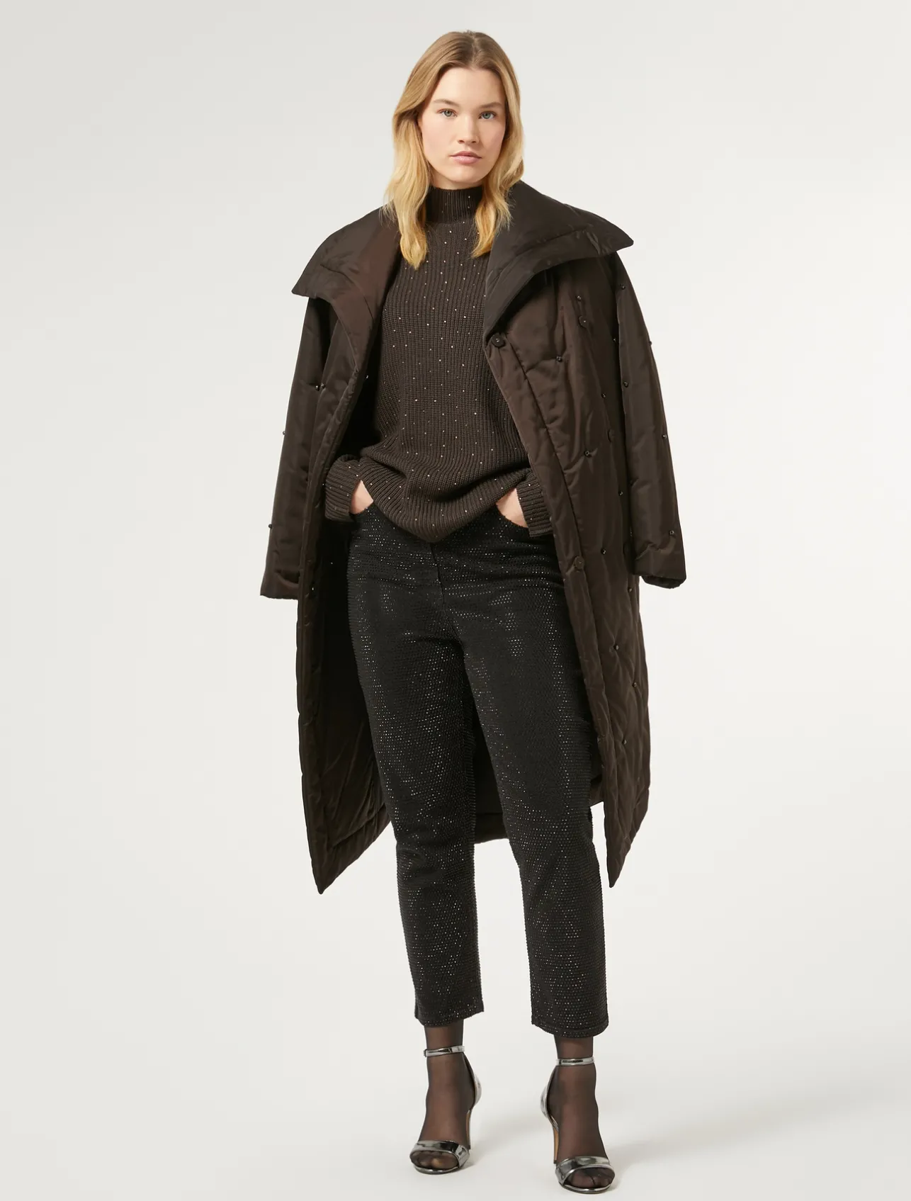 Hot Marina Rinaldi Wool blend jumper with rhinestones CHOCOLATE