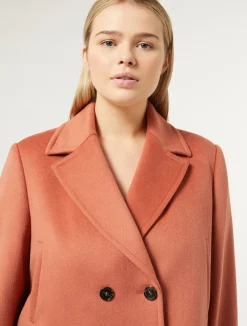 Online Marina Rinaldi Wool drap pea coat TERRACOTTA