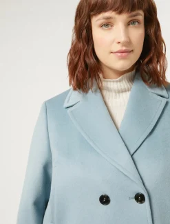 Discount Marina Rinaldi Wool drap pea coat SHADEDLIGHTBLUE