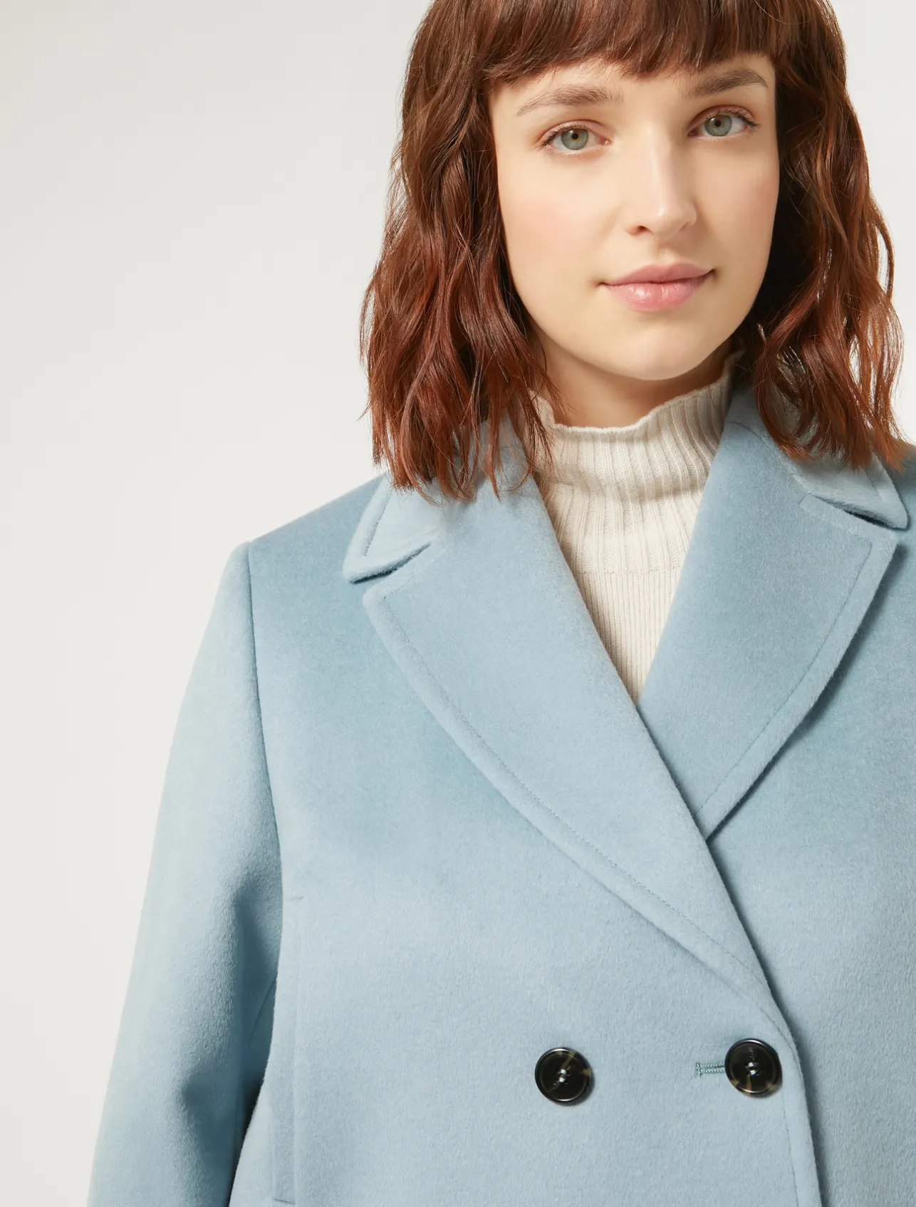 Discount Marina Rinaldi Wool drap pea coat SHADEDLIGHTBLUE
