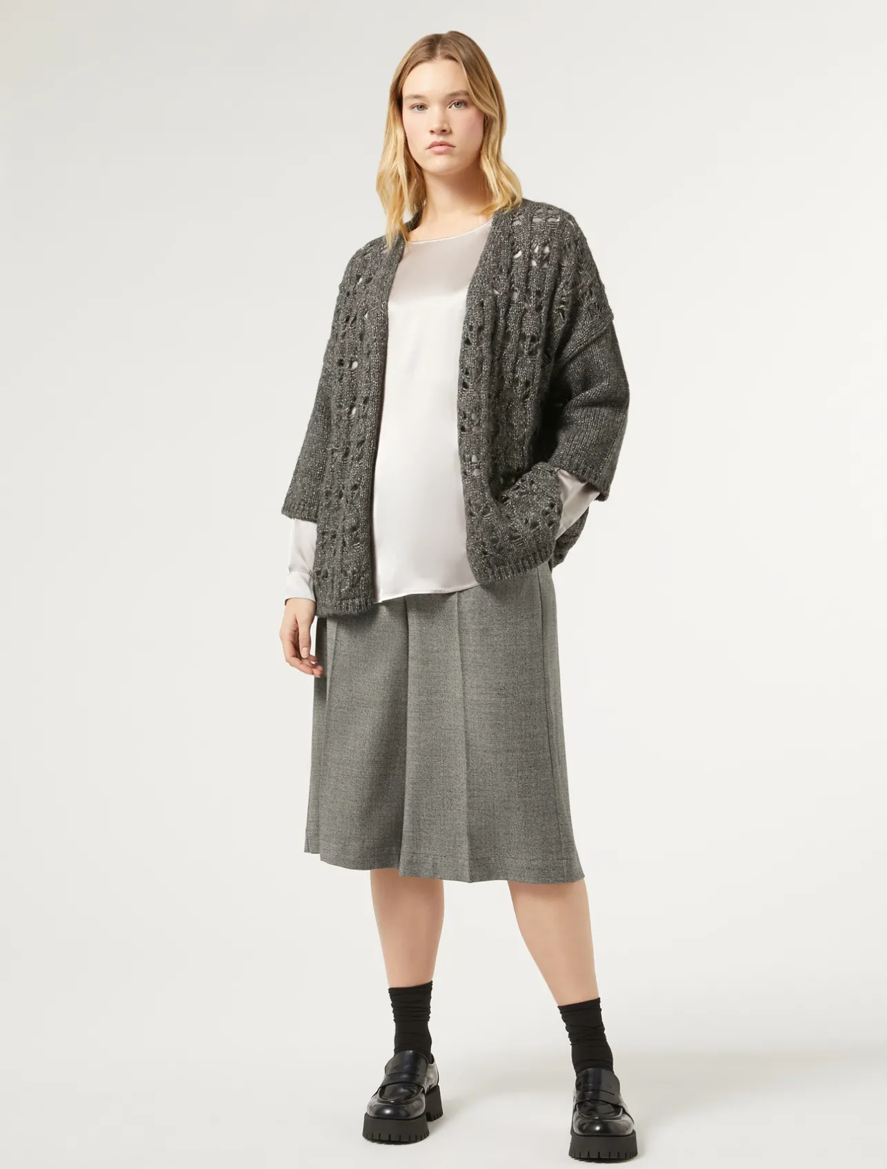 Fashion Marina Rinaldi Wool flannel trousers DARKGREY