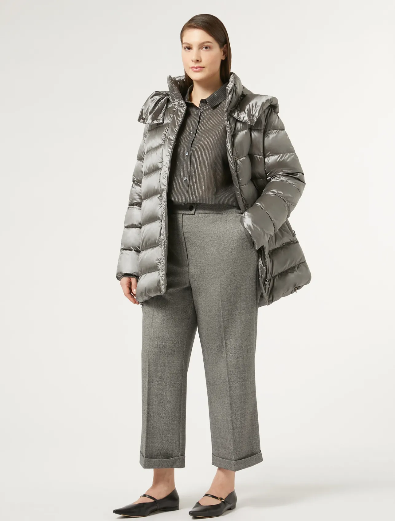 Discount Marina Rinaldi Wool flannel trousers DARKGREY