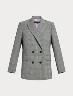 Clearance Marina Rinaldi Wool foulé blazer jacket BLACKWHITE
