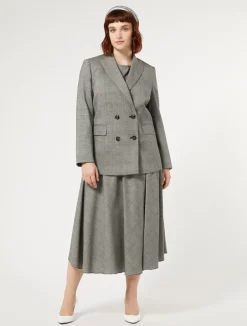 Clearance Marina Rinaldi Wool foulé blazer jacket BLACKWHITE