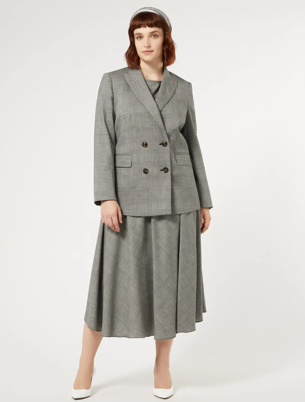Clearance Marina Rinaldi Wool foulé blazer jacket BLACKWHITE