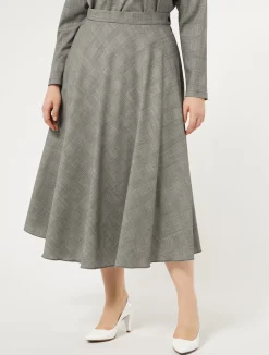 Online Marina Rinaldi Wool foulé skirt BLACKWHITE
