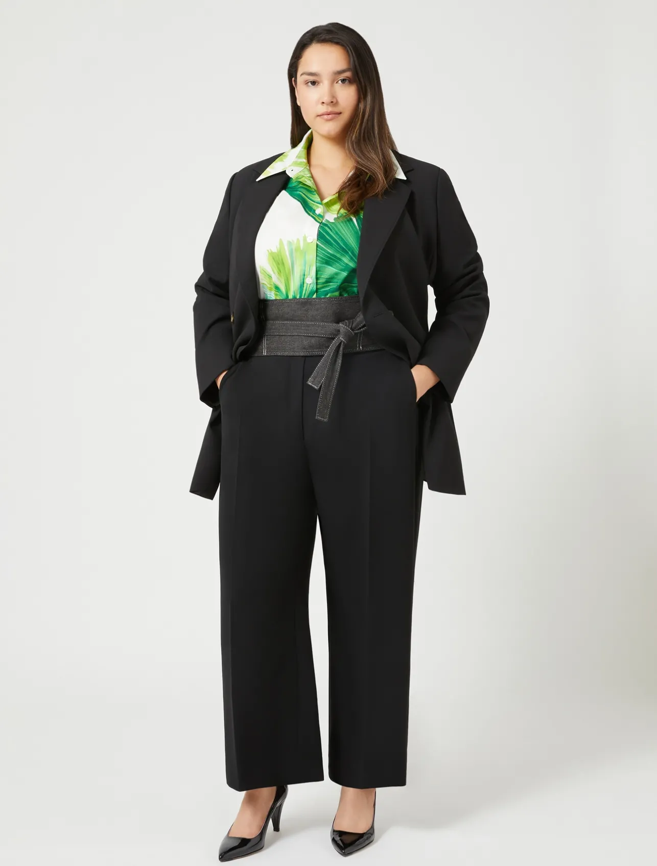 Discount Marina Rinaldi Wool satin crepe jacket BLACK